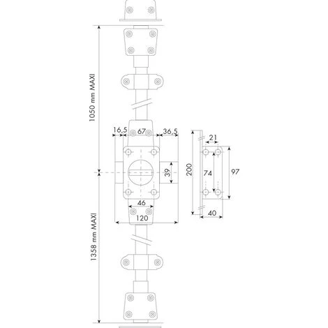 Verrou 3 Points 1510 Zenith à Bouton Cylindre De 45mm Gauche - ISEO - 15100455HB3.5 – Image 3