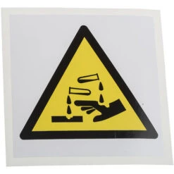 Panneau De Danger, Avec Pictogramme : Subtances Corrosives , Auto-adhésif ( Prix Pour 1 )