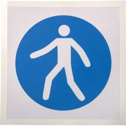 Panneau Obligation, Avec Pictogramme : Piétons Utilisez Le Passage, Auto-adhésif, En Vinyle ( Prix Pour 1 )