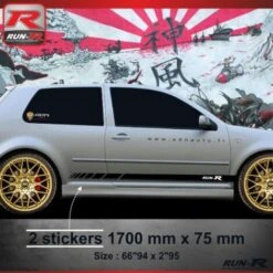 009N Sticker RACING Compatible Avec VOLKSWAGEN GOLF 4 Noir