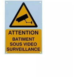 Panneau Extérieur 'ATTENTION BÂTIMENT SOUS VIDÉOSURVEILLANCE' - Plastique Rigide (format A5)