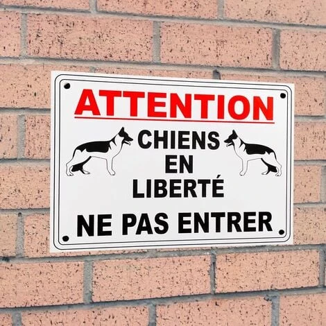 Panneau Extérieur 'ATTENTION CHIENS EN LIBERTÉ NE PAS ENTRER' - PVC Résistant (format A4)