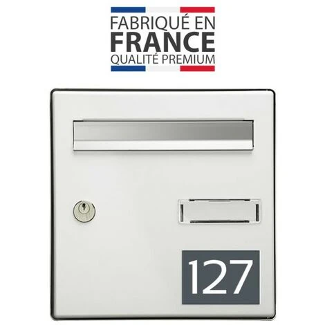 Numéro Pour Boite Aux Lettres Personnalisable Rectangle Grand Format (100x70mm) Gris Chiffres Blancs – Image 3