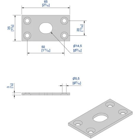 Gâche à Entailler Pour Verrou Ø14 Mm – Image 2