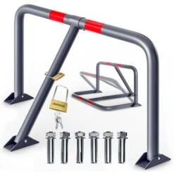 Barrière De Parking Rabattable 80x47x44 Cm Barrière De Stationnement Avec Cadenas Arceau De Parking