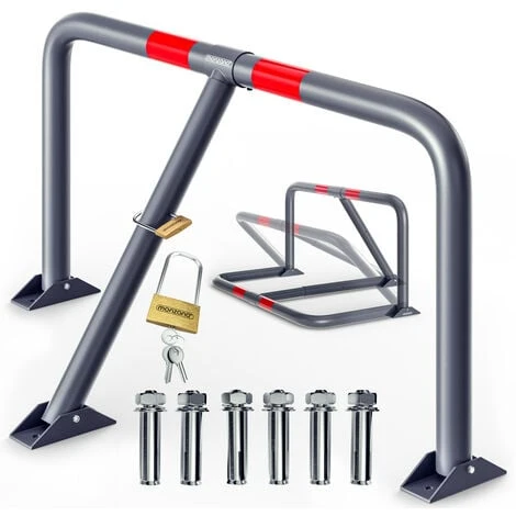 Barrière De Parking Rabattable 80x47x44 Cm Barrière De Stationnement Avec Cadenas Arceau De Parking