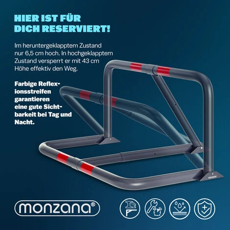 Barrière De Parking Rabattable 80x47x44 Cm Barrière De Stationnement Avec Cadenas Arceau De Parking – Image 3