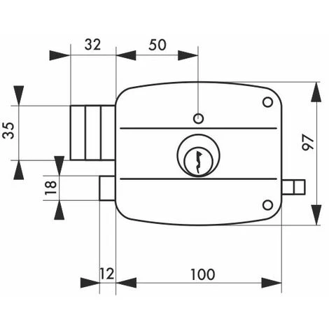 THIRARD - Serrure Horizontale En Applique Double Entrée à Tirage Pour Entrée, Gauche, 100x97mm, Axe 50mm, Noir Granité, 3 Clés – Image 2