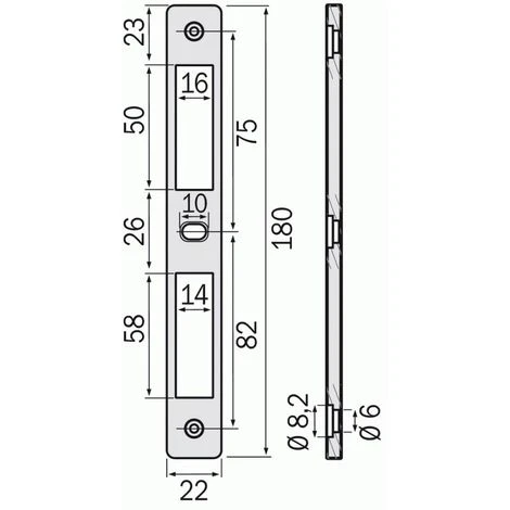 Gâche 3110 épaisseur 10 Mm Pour Pêne Dormant Et Demi-tour – Image 2