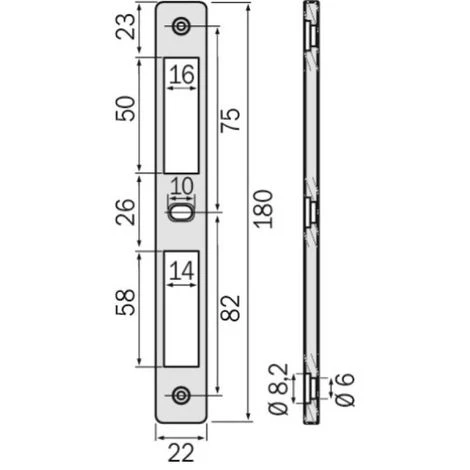 Gâche 3110 épaisseur 10 Mm Pour Pêne Dormant Et Demi-tour – Image 3