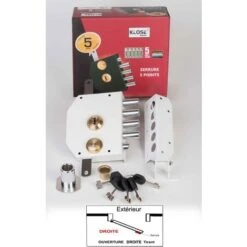 Serrure 5 Points à Tirage " Blindex "5 Clés A Pompe, Blanche Droite - ( Idem Iseo....) KLOSE BESSER