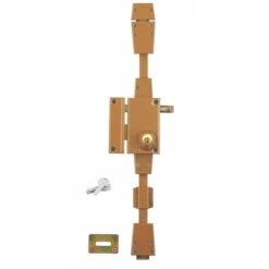 Serrurerie De Picardie - Serrure En Applique à Cylindre à Tirage Pour Porte D'entrée, 3 Pts, Gauche, Bronze, 4 Clés