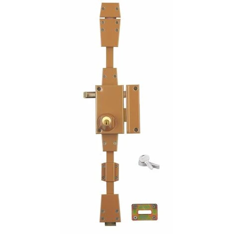 Serrurerie De Picardie - Serrure En Applique Horizontale, Ă Tirage, 3 Pts, Bronze, Droite