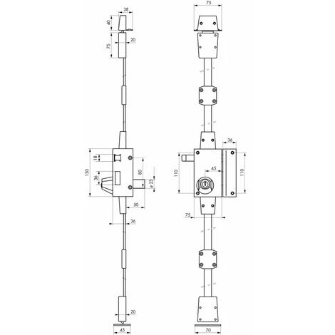 Serrurerie De Picardie - Serrure En Applique Horizontale, à Tirage, 3 Pts, Bronze, Droite – Image 2
