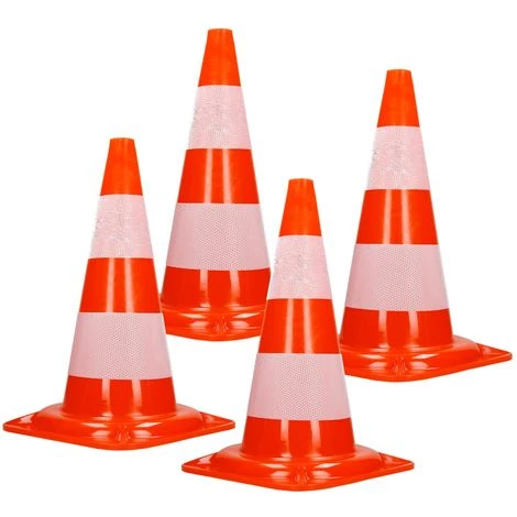 Cônes De Signalisation Routière Cône De Chantier Orange Blanc 50 Cm 4 Pièces