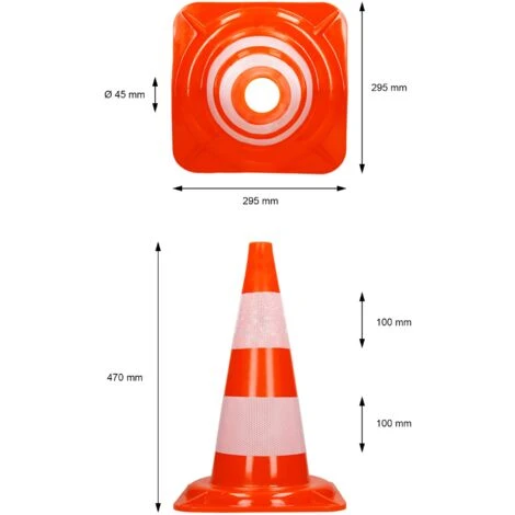 Cônes De Signalisation Routière Cône De Chantier Orange Blanc 50 Cm 4 Pièces – Image 5