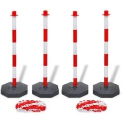 Jeu De 4 Poteaux à Chaîne Et 2 Chaînes En Plastique 10m Chacune VidaXL