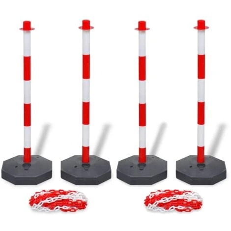 Jeu De 4 Poteaux à Chaîne Et 2 Chaînes En Plastique 10m Chacune VidaXL