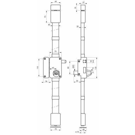 THIRARD - Serrure En Applique Beluga à Tirage Pour Porte D'entrée, Gauche, 3 Pts, Cylindre HG5 Ø23mm, Axe 45mm, Marron, 4 Clés – Image 2