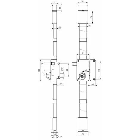 THIRARD - Serrure En Applique Beluga à Tirage Pour Porte D'entrée, Droite, 3 Pts, Cylindre HG5 Ø23mm, Axe 45mm, Marron, 4 Clés – Image 2