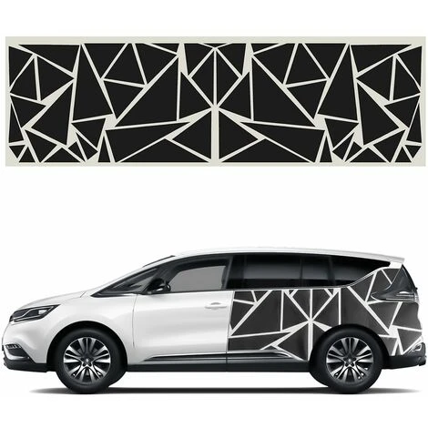1PCS 200x60 Cm Voiture Coté Corps Autocollant Bricolage Vinyle Décalcomanie Décor Graphique Triangles Noir
