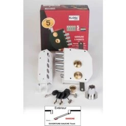 Serrure 5 Points à Tirage " Blindex "5 Clés A Pompe, Blanche Gauche - (idem Iseo....) KLOSE BESSER