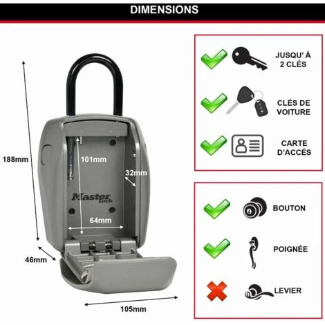 Master Lock Boite à Clés MASTERLOCK Avec Anse - Sécurité Renforcée - 5414D – Image 4