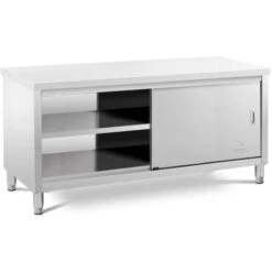 Meuble Bas Inox Table Travail Armoire Avec Portes Coulissantes 180x70cm 600kg