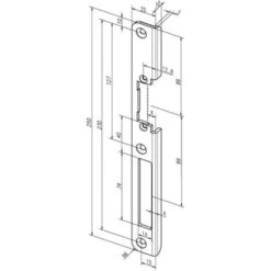 Gâche Serrure .63 B VA B.25mm L.250mm Carré DIN Gauche ASSA ABLOY
