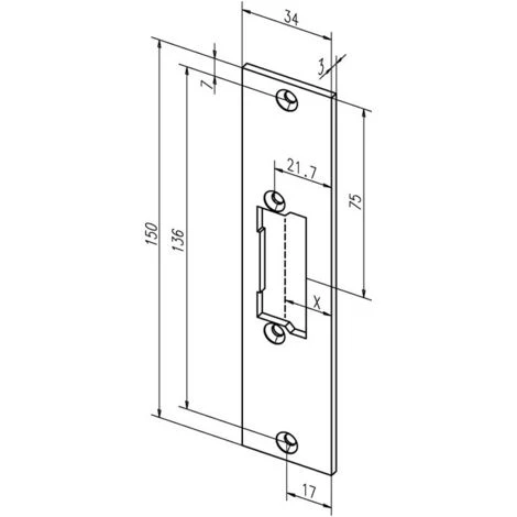 Plaque De Frappe Plate 21C Inox Ma Rect.B.34xL.150mm DIN Gauche/droit ASSA ABLOY