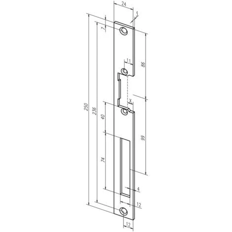 Plaque De Frappe Plate 338 STA Galinox.Rect.B.24xL.250mm DIN Gauche/droit ASSA ABLOY