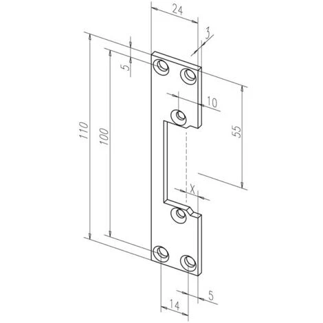 Plaque De Frappe Plate 107 STA Galinox.Rect.B.24xL.110mm DIN Gauche/droit ASSA ABLOY