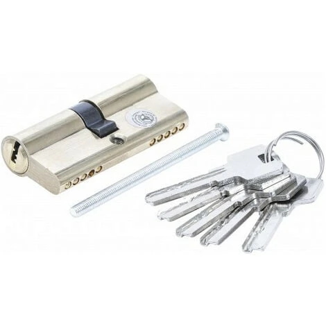 Barillet Cylindre De Serrure 70 Mm En Laiton Avec 5 Cles