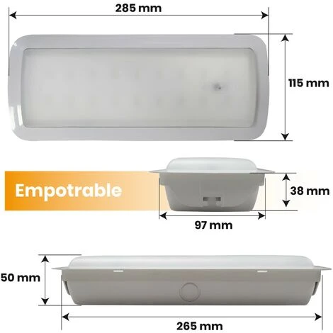 Lumière D’urgence LED 3W 200LM. Fonction D'allumage Permanent 7W. Encastrable Ou Surface Blanc Froid 6500K - Pack 10 Pcs. – Image 2