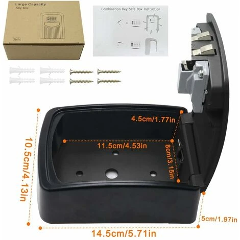 Boite à Clé Sécurisée, Supérieur Grand Clés Boîte, Coffre à Clé Avec Code Numérique à 4 Chiffres, Boite A Clef Mural Sécurisé Pour Intérieur Extérieur Maison Bureau Garage École Gymnase(Noir) – Image 2