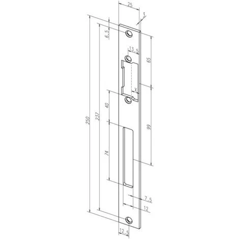 Plaque De Frappe Plate 691 Inox Ma Rect.B.25xL.250mm DIN Gauche/droit ASSA ABLOY