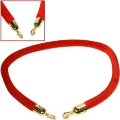 AREBOS Corde De Barrière Corde Pour Système De Guidage Avec Or Crochets 1.5m Rouge Pour Hôtel, Cinema