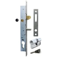 Serrure De Portail à Crochet à Larder Axe à 13,5 Mm + Cylindre 60 Mm + Gâche