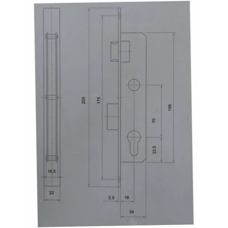 Serrure De Portail à Larder à Trou De Cylindre Axe à 20 Mm Chromée + Gâche – Image 2