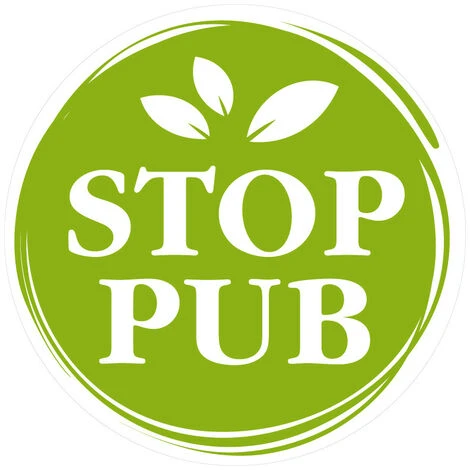 Lot De 2 Autocollants Stop Pub Naturel Vert Rond 6 Cm. Adhésif Pas De Publicité Pour Boîte Aux Lettres. Étiquette Stop Pub Adhésive écolo