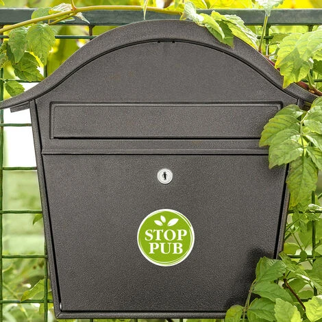 Lot De 2 Autocollants Stop Pub Naturel Vert Rond 6 Cm. Adhésif Pas De Publicité Pour Boîte Aux Lettres. Étiquette Stop Pub Adhésive écolo – Image 3