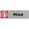Pictogramme Privé. (Q0155). Signalisation Porte - 170 X 50 Mm - Autocollant Souple Ou Plaque Alu Brossé 2mm. - Adhésif Aspect Aluminium Brossé
