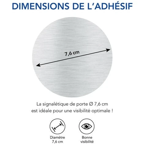 Pictogramme Toilettes Hommes (Q0465). Autocollant Souple Effet Alu Brossé Ou Plaque De Porte Alu Brossé Ep 2mm Au Choix - Adhésif Aspect Aluminium Brossé - Diamètre 76 Mm – Image 4