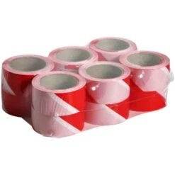 Lot De 12 Rubans De Chantier Rouge/blanc 50mm X 100m - Sous Film - 3055054
