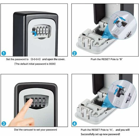 Boîte à Clé Sécurisée, Avec Serrure 4 Chiffres à Code Supérieur Grand Clés Boîte, étanche à L'eau Et à La Rouille,Boite A Clef Mural Pour Une Utilisation En Intérieur Et En Extérieur. – Image 2