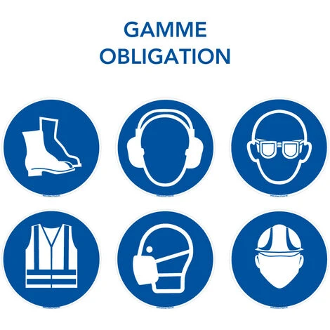 Panneau D'obligation Port Des EPI Obligatoire. Obligation Signalisation EPI. Autocollant, PVC, Alu - Adhésif - 210 X 75 Mm – Image 3