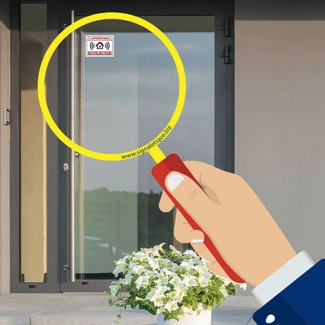 Autocollants Maison Sécurisée & Intervention Immédiate, Lot De 8 Autocollants Dissuasifs. Adhésifs Pour Sécuriser Sa Maison - Adhésif Blanc - 80 X 60 Mm – Image 4