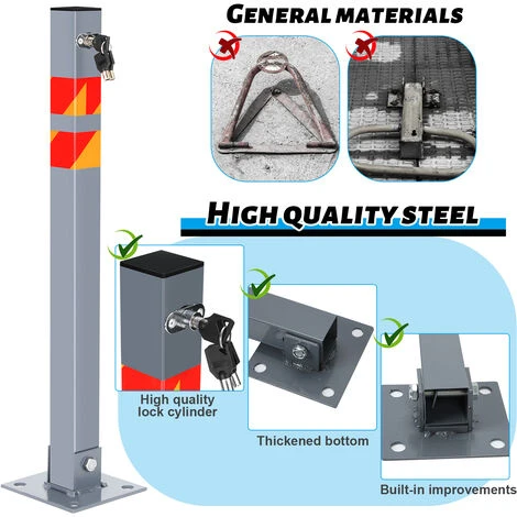 SWANEW Poteau De Délimitation 65cm Barrière De Parking Rabattable Bollard à Bétonner – Image 4