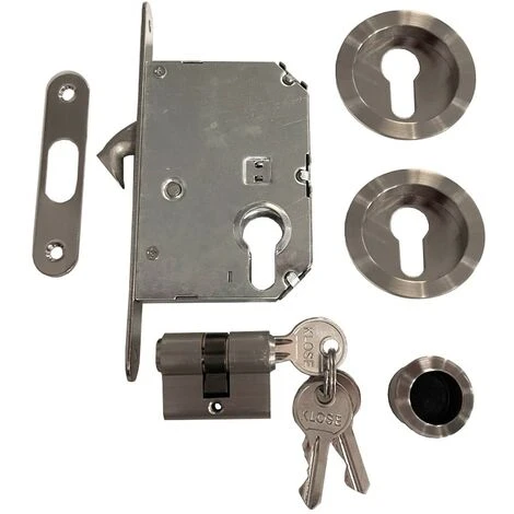 Serrure à Galandage "KLOSE Besser" Avec Cylindre Et ACCESSOIRES - Couleur Inox