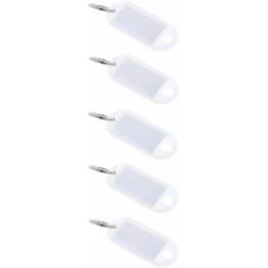 5x Porte Clé Avec Support étiquette Blanc Transparent 55x20 Clef Universel